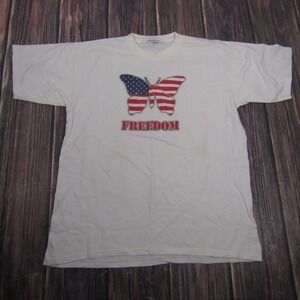 Vintage All Sport Freedom Shirt Mens XL White USA‎ Flag Single Stitch Tee